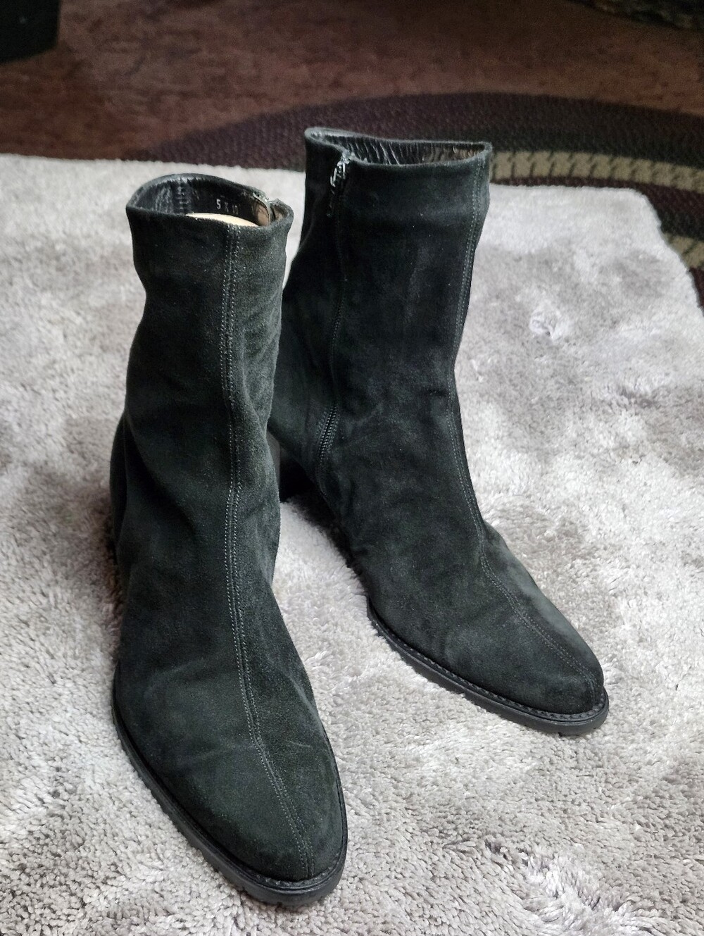 Vibram Black Suede Ankle Booties with Side Zip